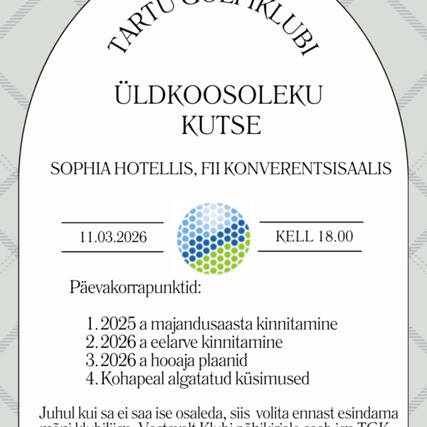 Tartu Golfiklubi üldkoosoleku kutse